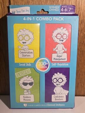 Open The Joy 4-in-1 Combo Pack Emotional Intelligence Cards 200+ Kids Ages 4-7